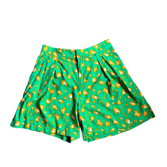 Tabitha Brown x Target | Leopard Print Linen Shorts Medium Green Orange - Picture 1 of 6